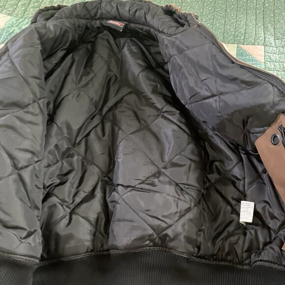 Y2K Dickies Canvas Hoodie Jacket Mens Tan Brown Distressed Utility 90s Workwear - Picture 6 of 12